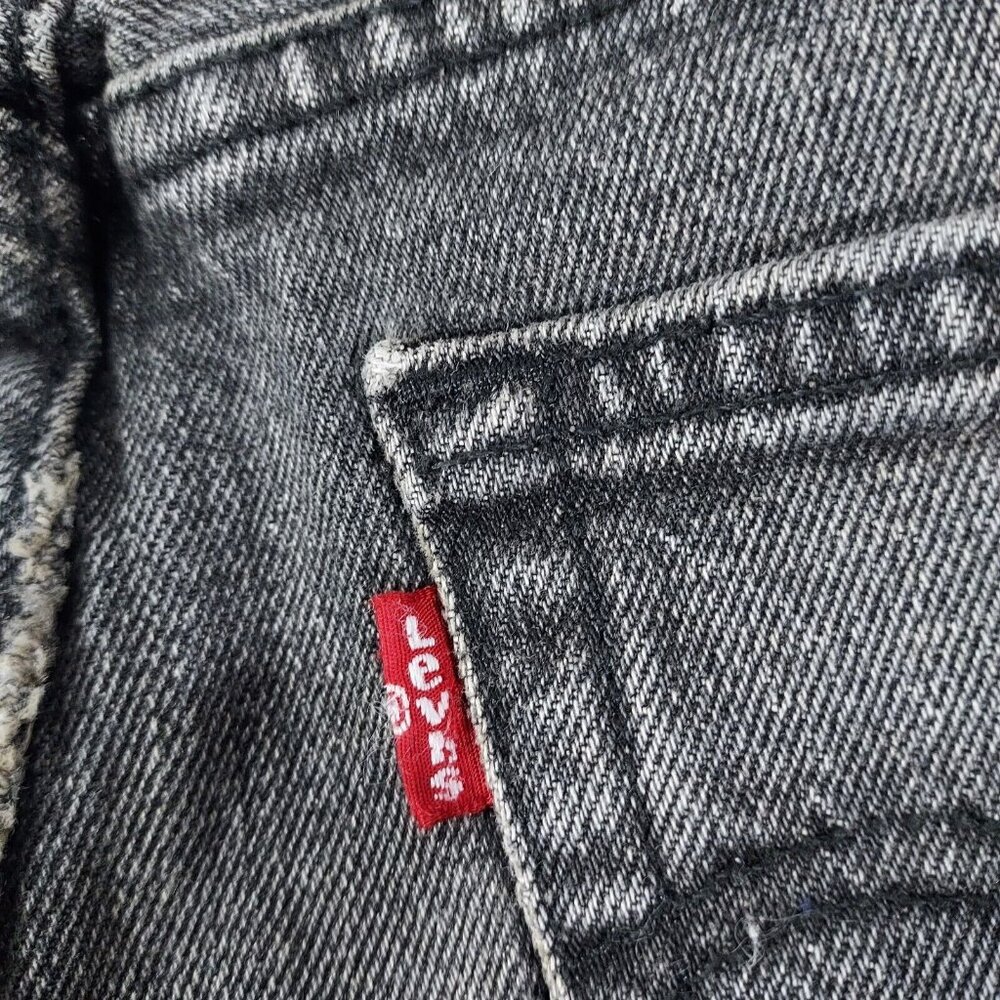 Levis 501 Jeans Button Fly 28"w 27.5"L Washed Black Denim Cotton Brass Rivited - Picture 13 of 16